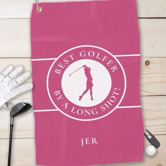 Beste Golfer von einem langen Shot Ladys Pink Mit Golfhandtuch