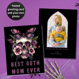 Beste Goth Mama je Skull Moth Lila Mother Day Karte