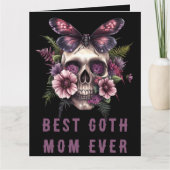 Beste Goth Mama je Skull Moth Lila Mother Day Karte (Vorderseite)