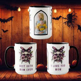 Beste Goth Mama je Skull Moth Lila Mother Day Tasse