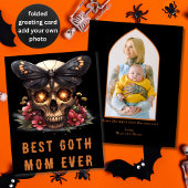 Beste Goth Mama je Skull Moth Orange Mutter Day Karte