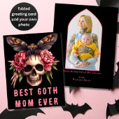 Beste Goth Mama je Skull Moth Pink Mother Day Karte