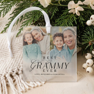 Beste Grammy Aller Zeiten Personalisiertes 2-Foto- Ornament Aus Glas
