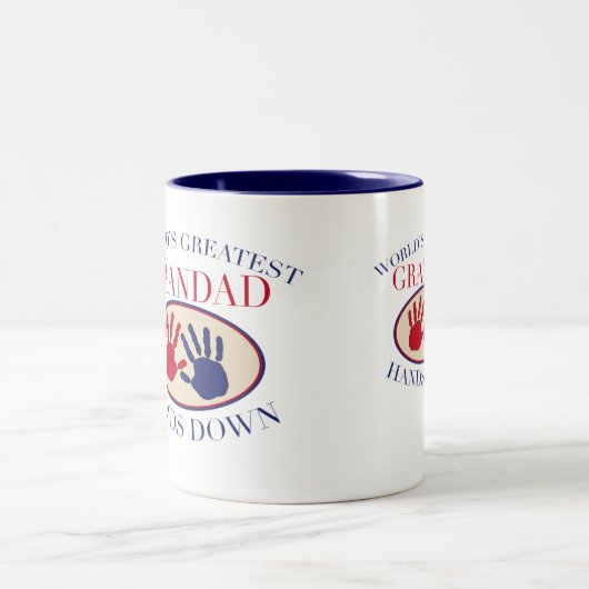 Beste Grandad-Hände unten Zweifarbige Tasse (Mittel)