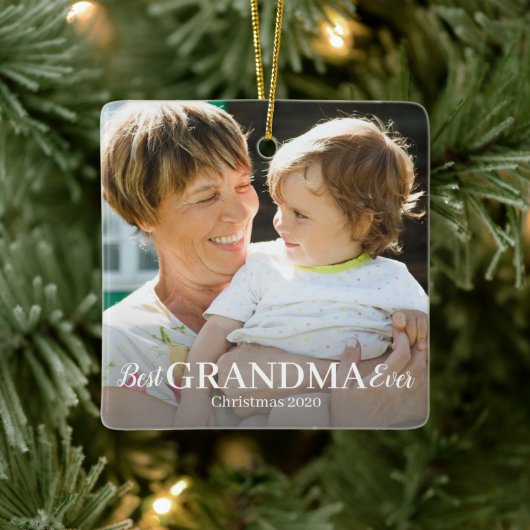 Beste GRANDMA je Foto Keramik Keramikornament (Baum)