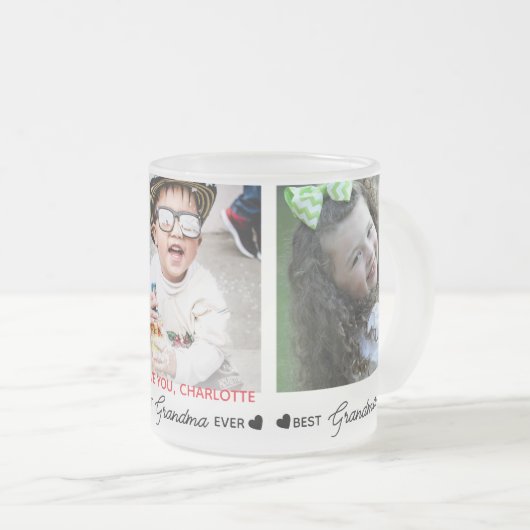 Beste GRANDMA je Modernes Personalisiertes 3 Foto Mattglastasse (VorderseiteRechts)