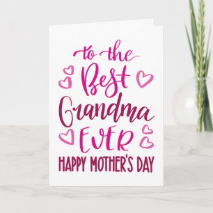 Beste Grandma je Muttertag Typografie in Rosa Karte