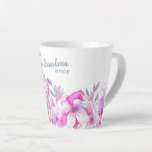 Beste Grandma je und rosa Blume Border Milchtasse (Rechte Ecke)