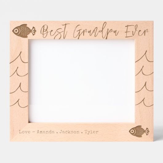 Beste Grandpa je Fischereiwelle Geätzte Rahmen (Vorderseite)