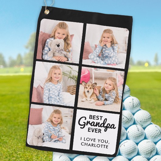 Beste GRANDPA je - Golfer - Personalisiert 5 Foto Golfhandtuch