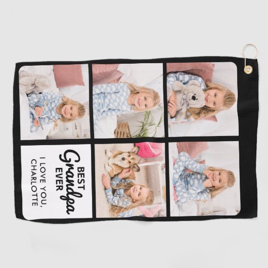 Beste GRANDPA je - Golfer - Personalisiert 5 Foto Golfhandtuch (Horizontal)