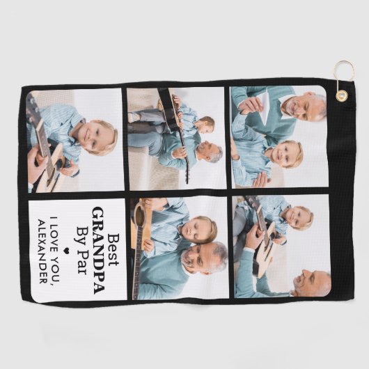 Beste GRANDPA Par - Personalisiert 5 FotoCollage Golfhandtuch (Horizontal)