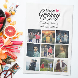 Beste Granny je Moderne Oma Collage Name Geschirrtuch