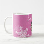 Beste Granny je rosa Schneeflocken Minimalistische Kaffeetasse (Links)