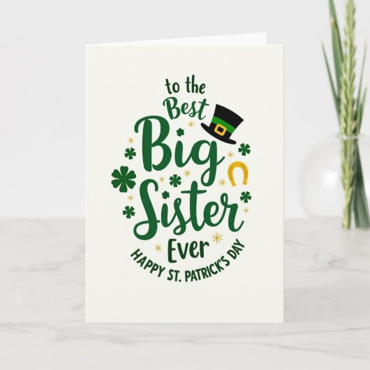 Beste große Schwester Glücklicher St. Patrick's Ta Karte (Vorderseite)