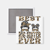 Beste große Schwester je Leopard Karierter Muttert Magnet (Vorderseite/Rückseite)