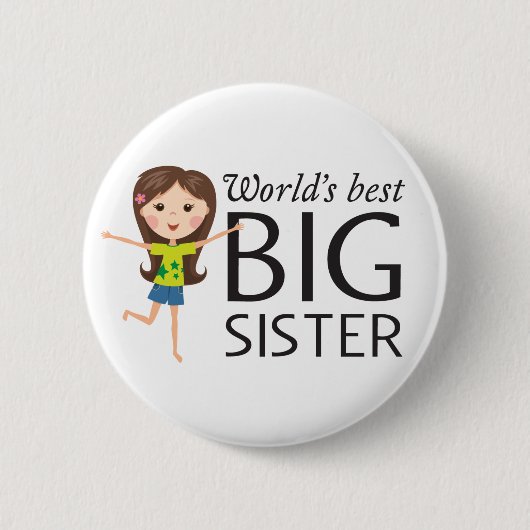 Beste große Schwester mit glücklichem Cartoon Button (Vorderseite)