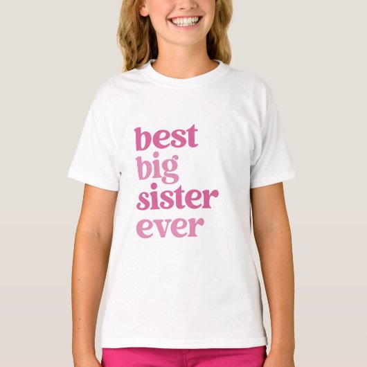 Beste Große Schwester mit rosa Text Girls T-Shirt (Vorderseite)
