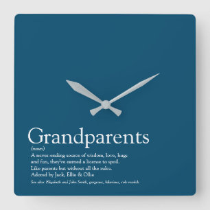 Beste Großeltern der Welt Definition Blau Quadratische Wanduhr