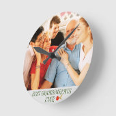 Beste Großeltern Grandkids Keepake Throw Kissen Runde Wanduhr (Winkel)