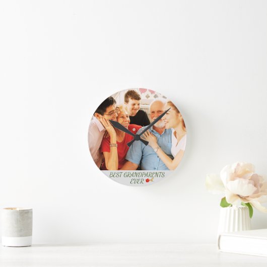 Beste Großeltern Grandkids Keepake Throw Kissen Runde Wanduhr (Zuhause)