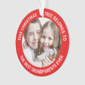 Beste Großeltern je Weihnachten Bäume Foto Rot Ornament (Vorderseite)