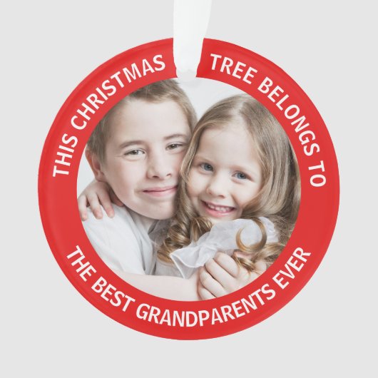 Beste Großeltern je Weihnachten Bäume Foto Rot Ornament (Vorderseite)