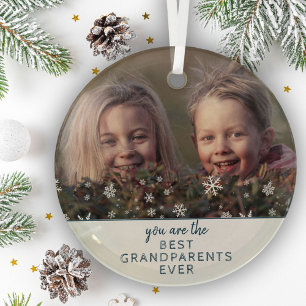Beste Großeltern-Schneeflocken-Andenken-Foto Ornament Aus Glas