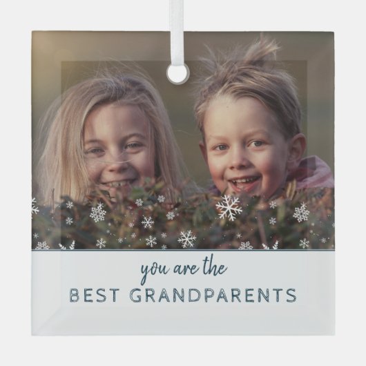 Beste Großeltern Schneeflocken Modernes Foto Keepa Ornament Aus Glas (Vorderseite)