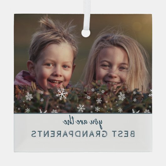 Beste Großeltern Schneeflocken Modernes Foto Keepa Ornament Aus Glas (Rückseite)