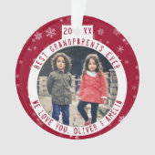 Beste Großeltern Snowflake Red Keepake Foto Ornament (Vorderseite)