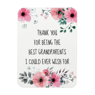 Beste Großeltern Zitat Wasserfarbe Rosa Floral Magnet
