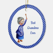 Beste Großmutter Ever Blue Herz Weihnachten Keramik Ornament (Links)