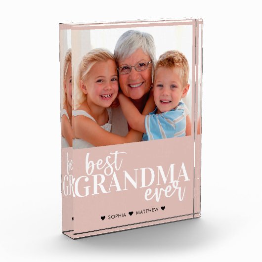 Beste Großmutter in Rosa, weißes Foto Block (Links)