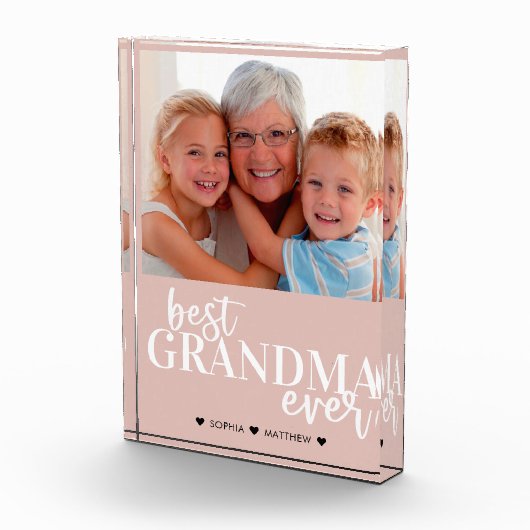 Beste Großmutter in Rosa, weißes Foto Block (Rechts)