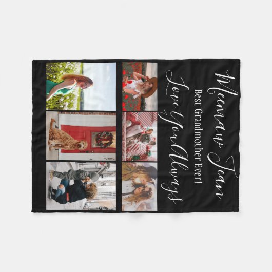 Beste Großmutter je 6 Foto Collage Weiß Schwarz Fleecedecke (Vorderseite (Horizontal))