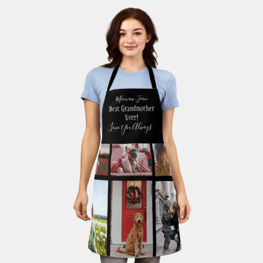 Beste Großmutter je 6 Foto Collage Weißes Skript Schürze (Getragen)