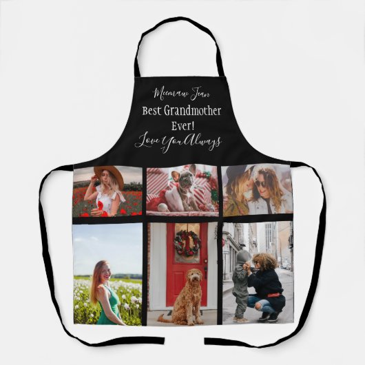 Beste Großmutter je 6 Foto Collage Weißes Skript Schürze (Vorderseite)