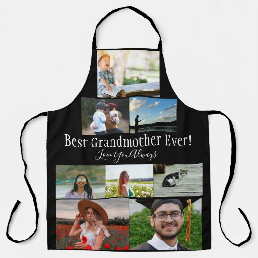 Beste Großmutter je 8 Foto Collage Weißes Skript Schürze (Vorderseite)