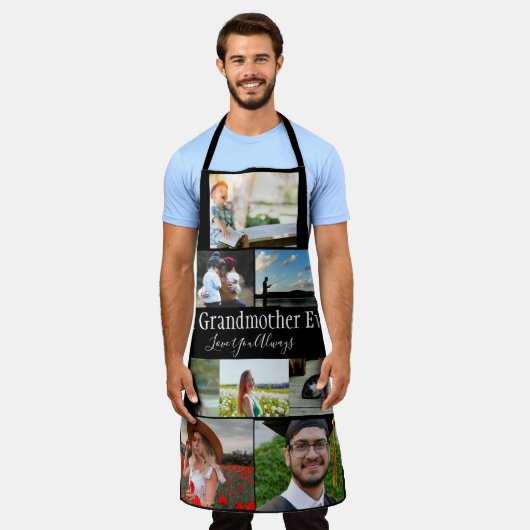 Beste Großmutter je 8 Foto Collage Weißes Skript Schürze (Getragen)
