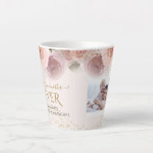 Beste Großmutter je Blush Floral Gold Star Foto Milchtasse (Vorderseite)