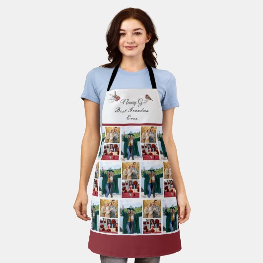Beste Großmutter je Foto Collage Weißes Skript Schürze (Getragen)
