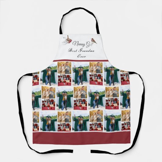 Beste Großmutter je Foto Collage Weißes Skript Schürze (Vorderseite)