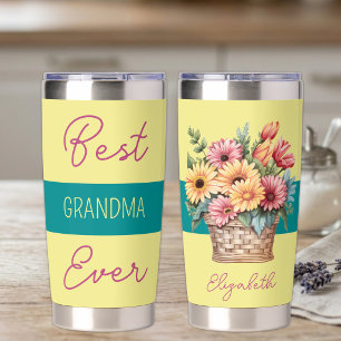 Beste Großmutter je Gerberer-Blume gelb Thermobecher