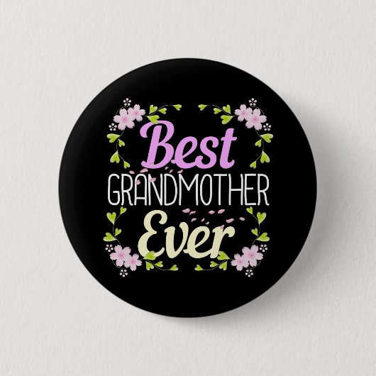 Beste Großmutter je - Rosa Blüte Button (Vorderseite)
