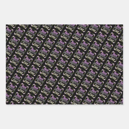 Beste Großmutter je - Rosa Blüte Geschenkpapier Set (Vorderseite 3)