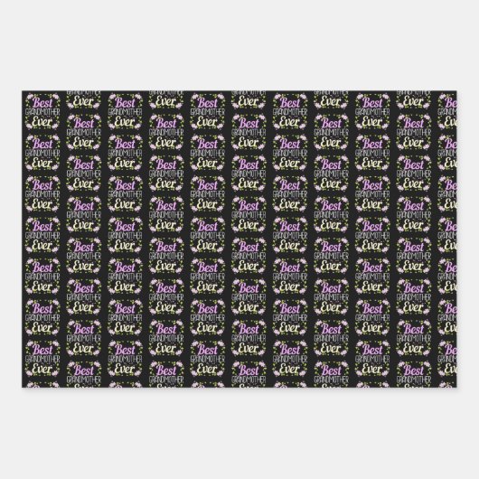 Beste Großmutter je - Rosa Blüte Geschenkpapier Set (Vorderseite 2)