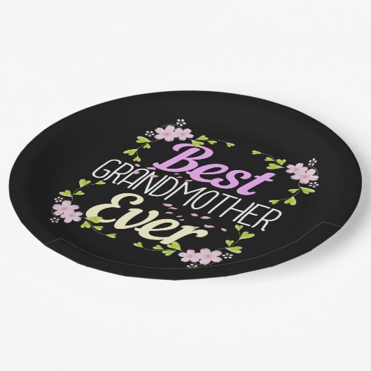 Beste Großmutter je - Rosa Blüte Pappteller (Schrägansicht)