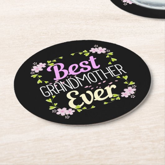 Beste Großmutter je - Rosa Blüte Runder Pappuntersetzer (Angewinkelt)