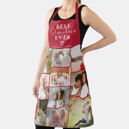 Beste Großmutter je rotes 10-Foto-Collage-Raster Schürze (InSitu)